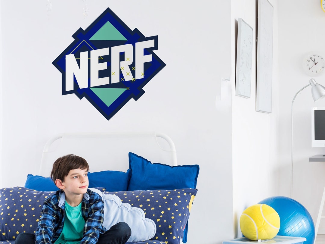 Blue Nerf Logo Wall Sticker, Nerf Wall Sticker, Nerf Wall Decal, Nerf