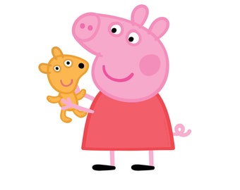 Peppa Pig with teddy wall sticker, Peppa Pig wall decal