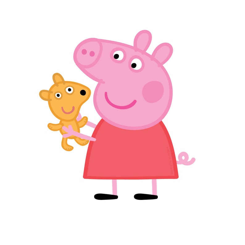 Peppa Pig With Teddy Wall Sticker Peppa Pig Wall Decal | Etsy
