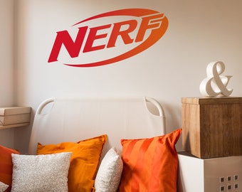 Nerf Logo wall sticker, Nerf wall sticker, Nerf wall decal, Nerf themed bedroom, Nerf wall sticker pack
