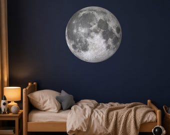 Full Moon Wall Sticker, Space Bedroom Decor, Nursery Decals