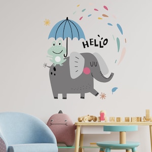 Fun Elephant wall sticker, Elephant wall stickers, Elephant nursery theme, Elephant baby room, Elephant wall decal