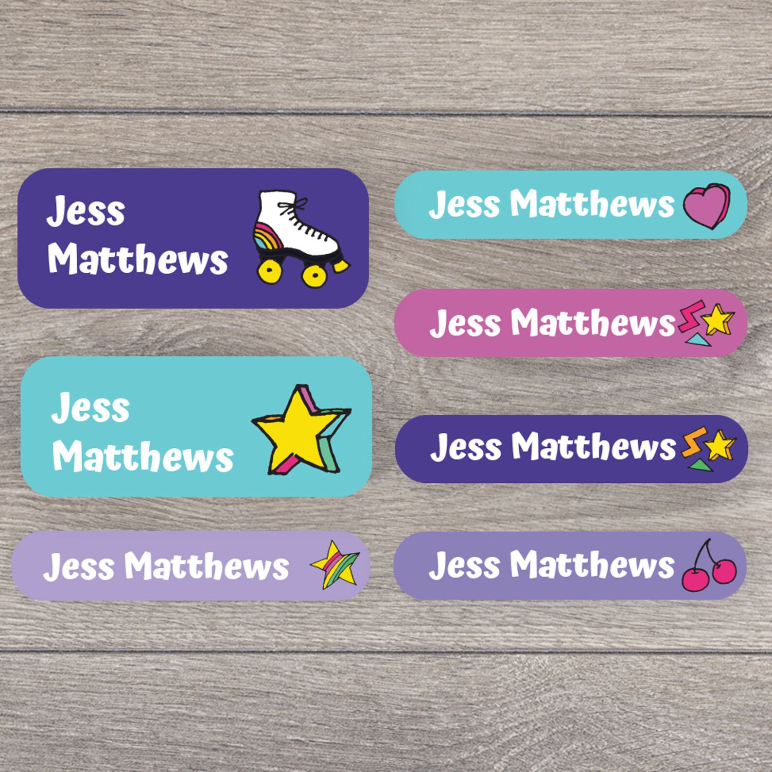 Personalised retro doodles name labels School name tags Etsy