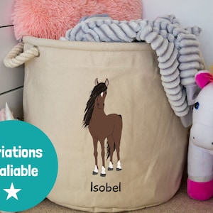 Personalisierter Pony Aufbewahrungskorb, personalisierter Aufbewahrungskorb, Pferdezimmer Dekor, Pony Themenzimmer