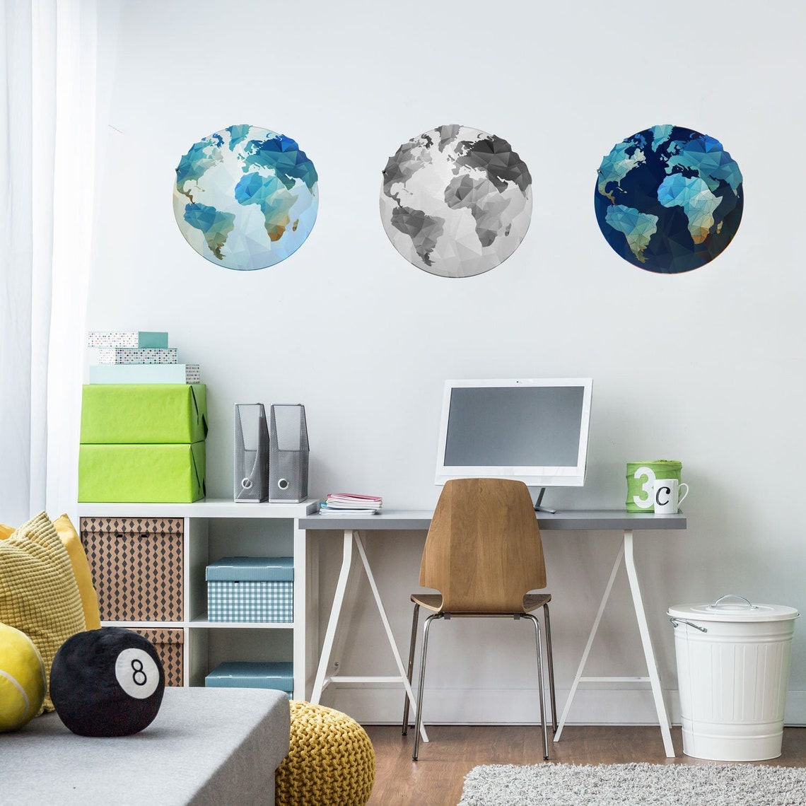 Set of Globe Wall Stickers 3 Pack Globe Wall Decal Etsy