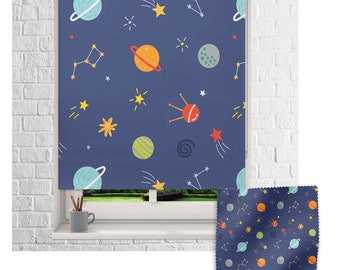 Multicoloured space roller blind, Children's roller blind, Made to measure, Space roller blind