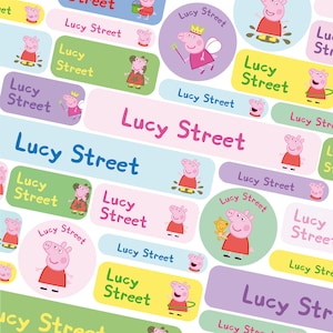 50 or 123 Stick On Name Labels, Official Peppa Pig Name Labels, School Name Stickers, School Name Tags, Children’s Name Labels for Clothes