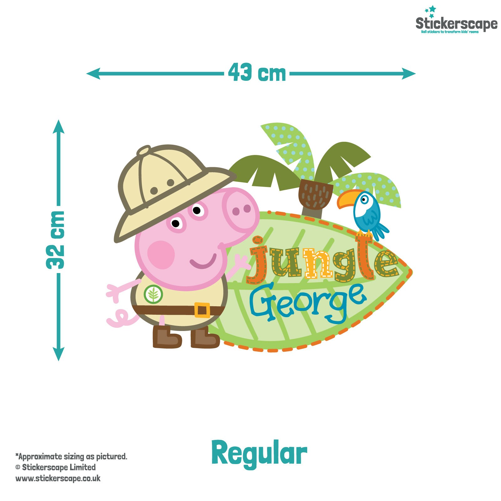Peppa Pig Jungle George Wall Sticker, Peppa Pig Wall Decal - Etsy