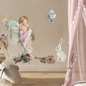 Fairy Animal Scene wall stickers, Fairy wall decor, Fairy wall stickers, Nursery decor, Fairy wall decal, woodland wall stickers
