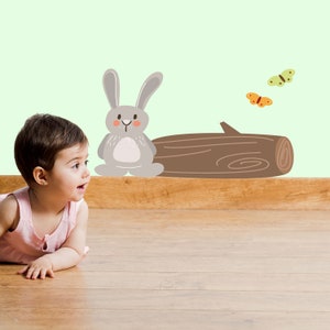 Rabbit, hedgehog and butterflies wall sticker set