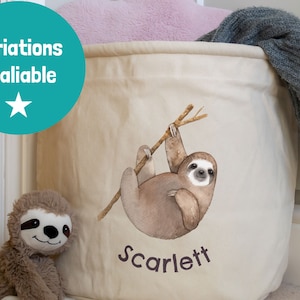Personalisierte Faultier Aufbewahrungskorb, personalisierter Aufbewahrungskorb, Faultier Raum Thema, Dschungel Raum Dekor, Dschungel Thema, Tier Thema