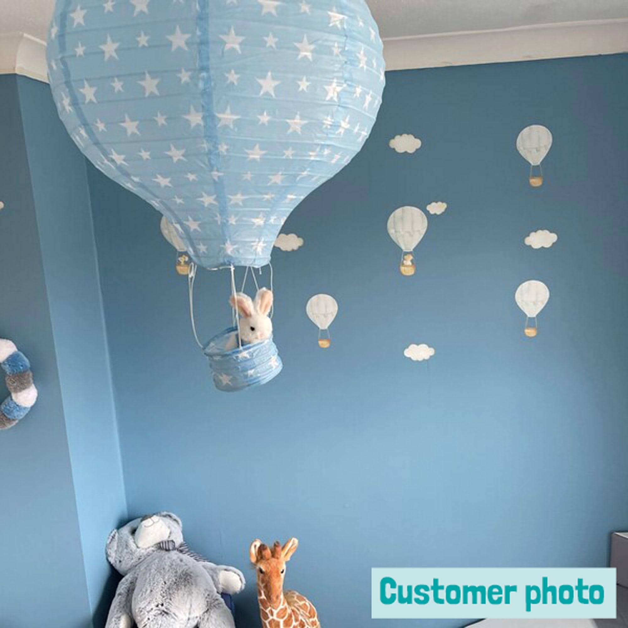 Blue Hot Air Balloon Wall Decals – Nursery Wall Stickers for Baby Boy ...