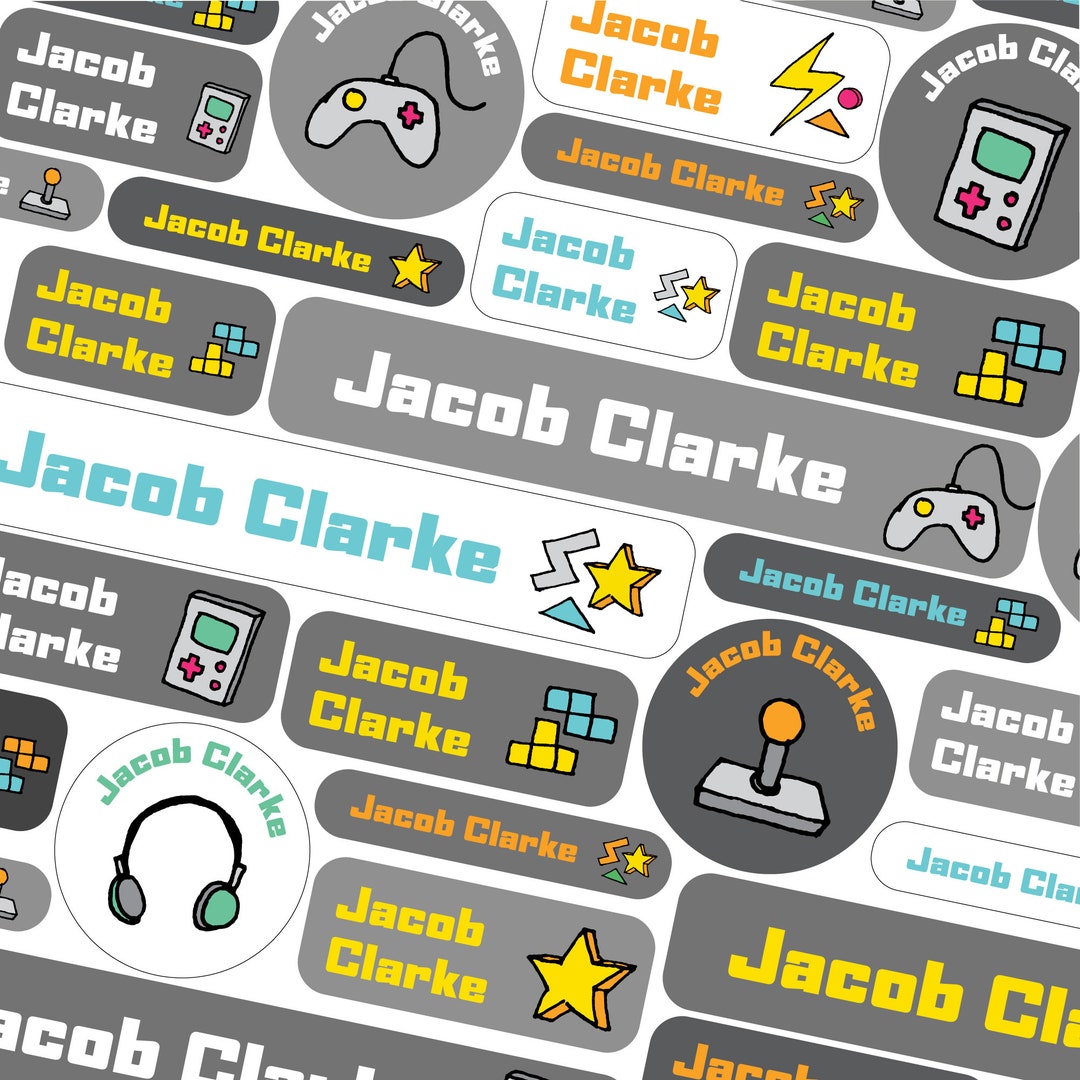 Personalised Gaming Name Labels School Name Tags School Name - Etsy