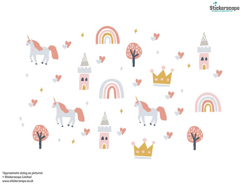 Unicorns and Castles Wall Stickers Unicorn Wall Stickers Etsy