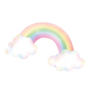 Pastel Rainbow with Clouds wall sticker, Rainbow wall sticker, Rainbow wall decal, Rainbow wall decor, Unicorn themed bedroom image 3