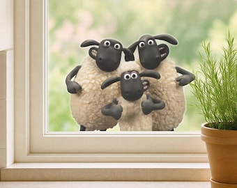 Pegatina para ventana de Shaun la Oveja y sus amigos / Calcomanía oficial de Shaun la Oveja para ventana