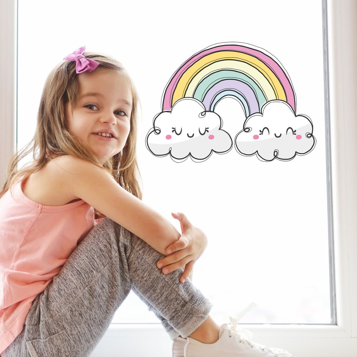 Cute Pastel Rainbow Window Sticker Rainbow Window Decal Etsy