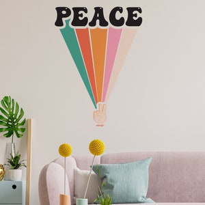 Emoji Peace Rainbow wall sticker, Retro Rainbow wall sticker, Retro Rainbow wall decal, emoji wall decal
