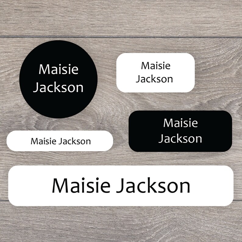 Personalised Black and White Name Labels Essentials Name - Etsy