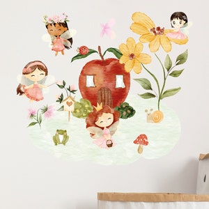 Fairy Garden Wall Stickers, Flower Fairy wall decal, Fairy wall decor, Fairy wall stickers, Fairy nursery wall art
