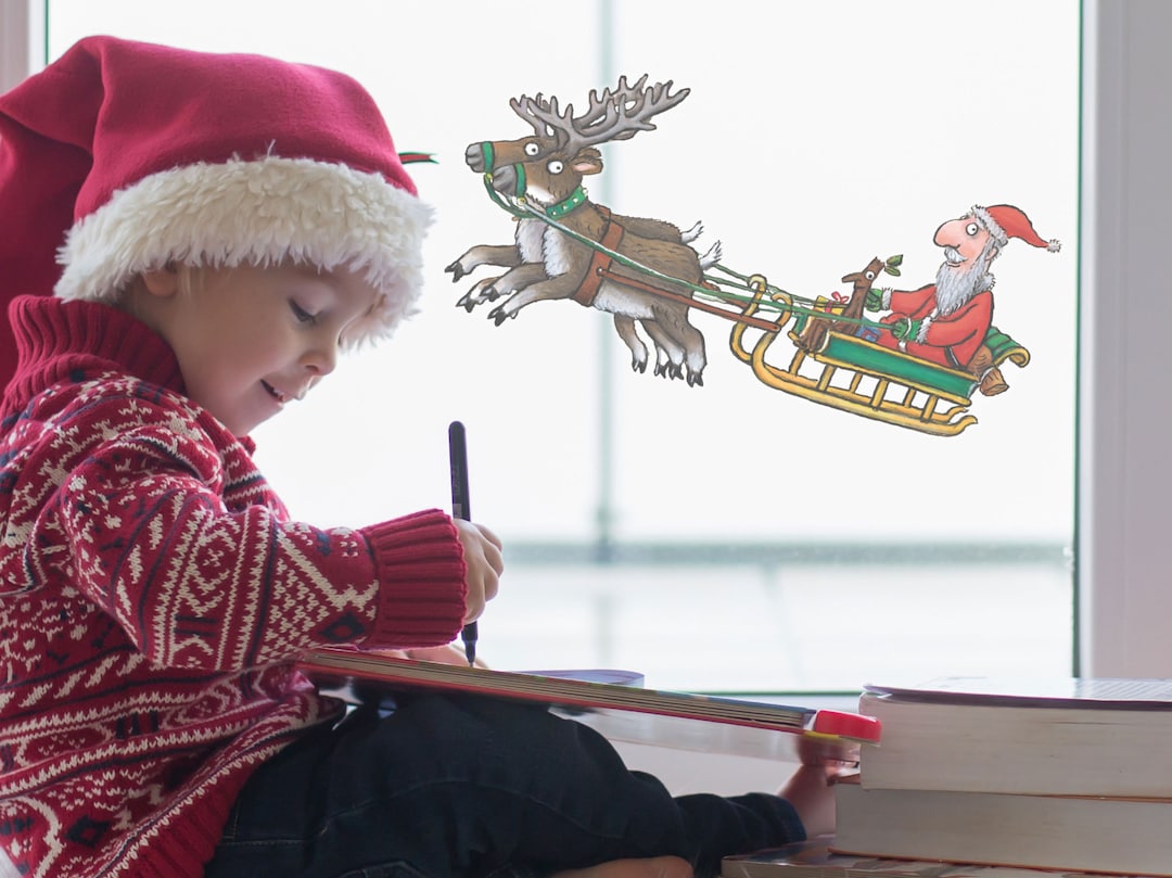 Stick Man and Santa's Sleigh Christmas Window Sticker, Stick Man Window ...
