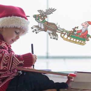 Stick Man and Santa&#39;s Sleigh Christmas window sticker, Stick Man window sticker, Stick Man window decal, Gruffalo and Friends window sticker