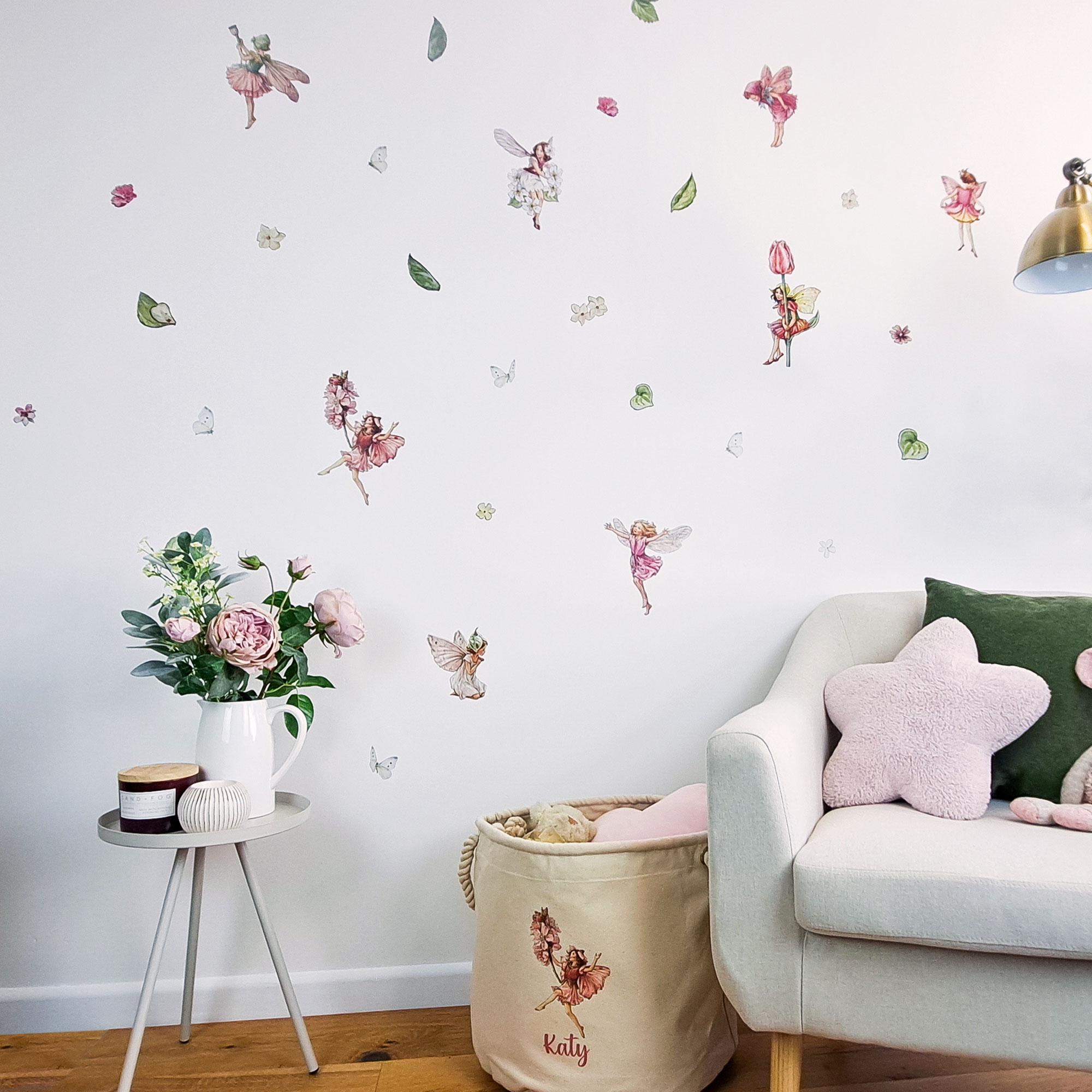Pink Flower Fairies Wall Stickers Wall Decor Children Room Nursery ...
