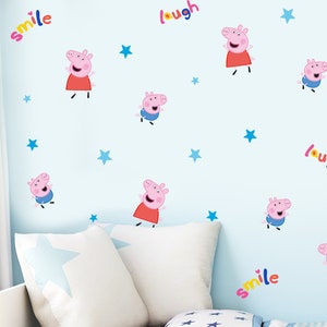 Laugh and Smile Peppa Pig wall sticker pack, Peppa Pig wall sticker, Peppa Pig wall decal, Peppa Pig and George wall stickers