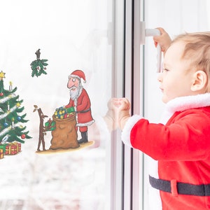 Stick Man and Santa Christmas window sticker, Stick Man window sticker, Stick Man window decal, Gruffalo and Friends window sticker