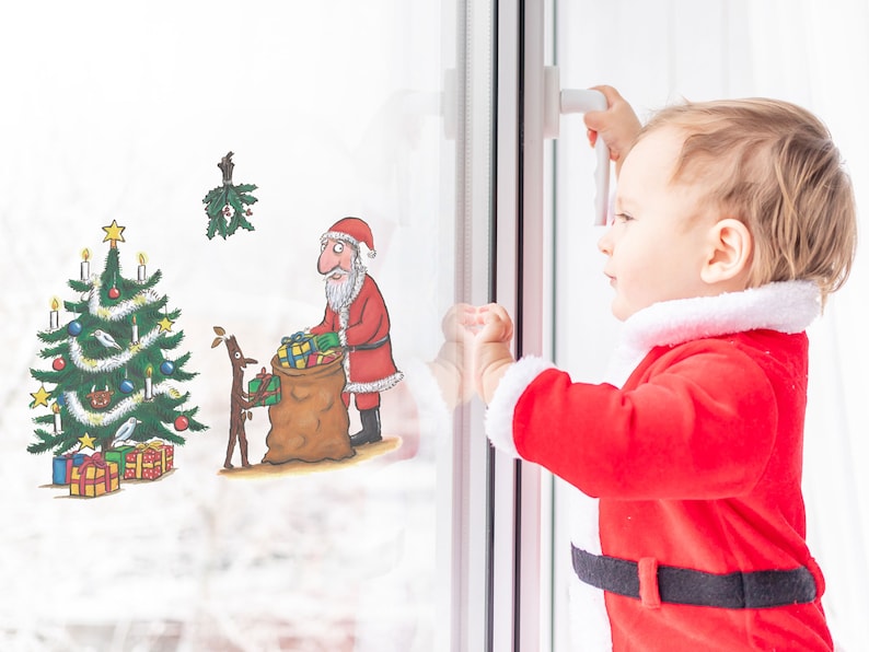 Stick Man and Santa Christmas Window Sticker, Stick Man Window Sticker ...