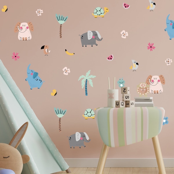 Fun Elephant stickaround pack, Elephant wall stickers, Elephant nursery theme, Elephant baby room, Elephant wall decal