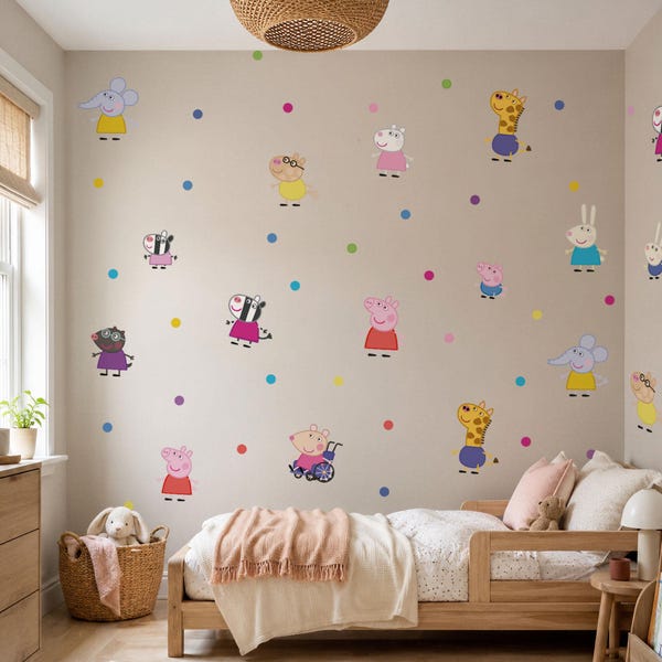 Peppa Pig-muurstickers Kinderkamerdecoratie Verwijderbare muurstickers kinderkamer Peppa en vrienden muurstickers VK