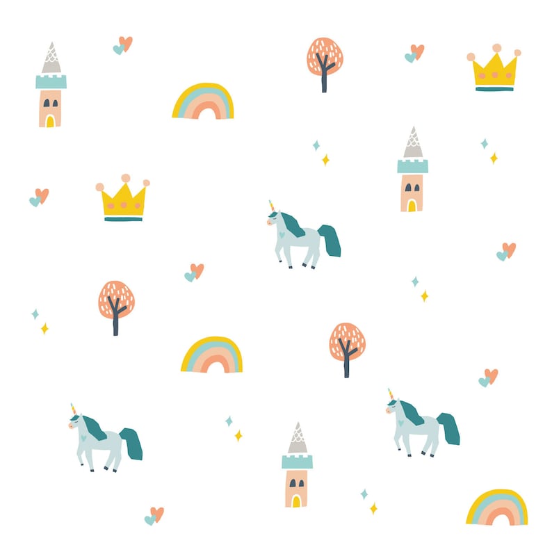 Unicorns and Castles Wall Stickers Unicorn Wall Stickers Etsy