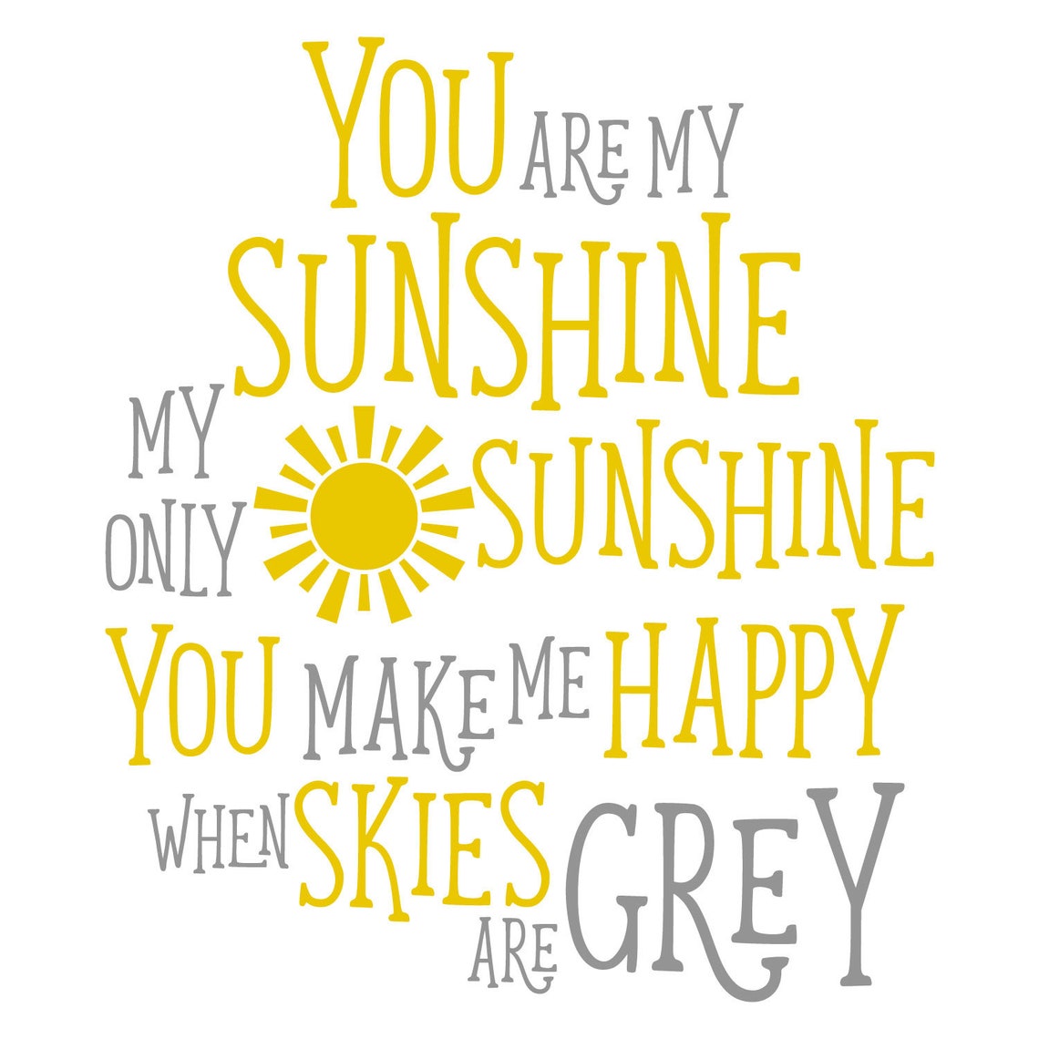 You Are My Sunshine Quote Wall Sticker Quote Wall Decal - Etsy