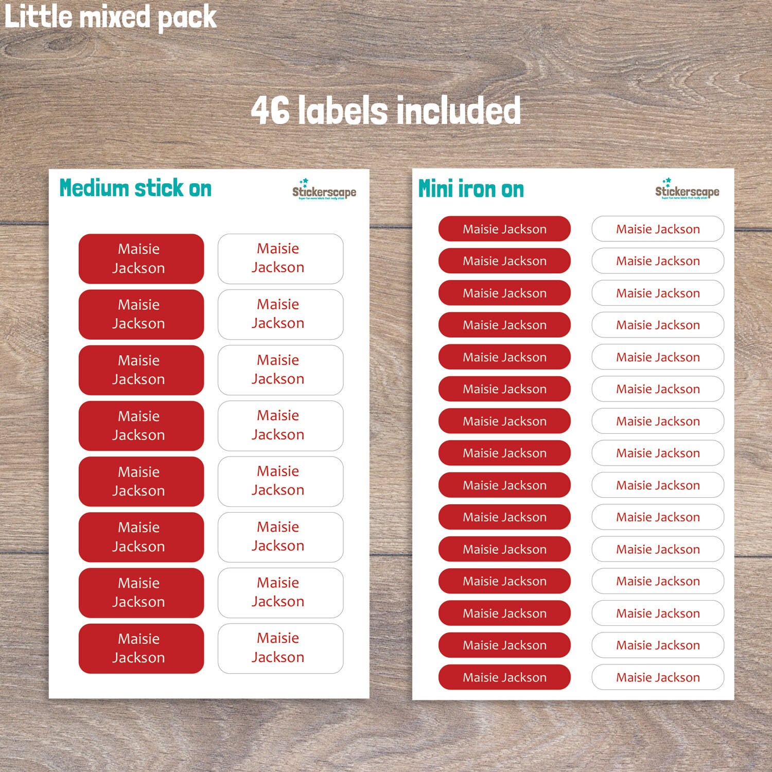 Personalised Red and White Name Labels Essentials Name - Etsy UK