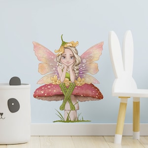 Toadstool Fairies wall sticker, Fairy wall decor, Fairy wall stickers, Nursery decor, Fairy wall decal, Fairy wall stickers