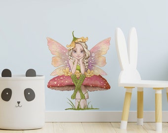 Toadstool Fairies wall sticker, Fairy wall decor, Fairy wall stickers, Nursery decor, Fairy wall decal, Fairy wall stickers