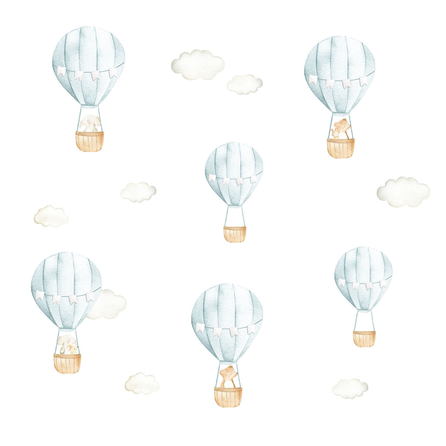Blue Hot Air Balloon Wall Stickers Hot Air Balloon Wall Etsy Australia