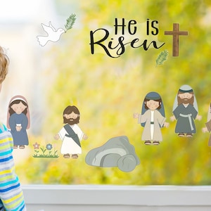 Easter Story window sticker pack, Easter decoration, Easter window stickers, Spring window stickers, Easter window decal
