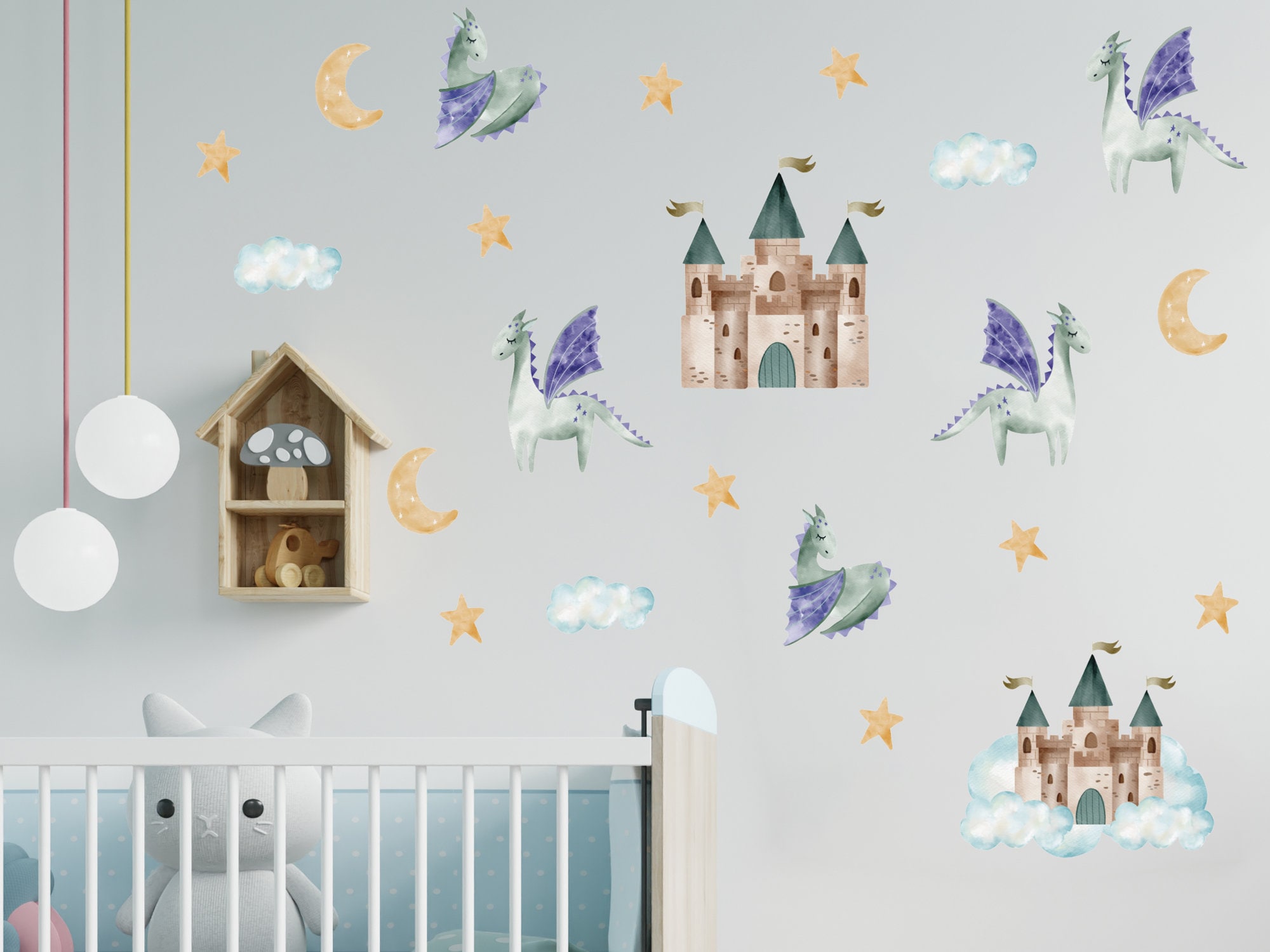 XXL Ritter Wandtattoo Set - Bunte Kinderzimmer Deko Motive