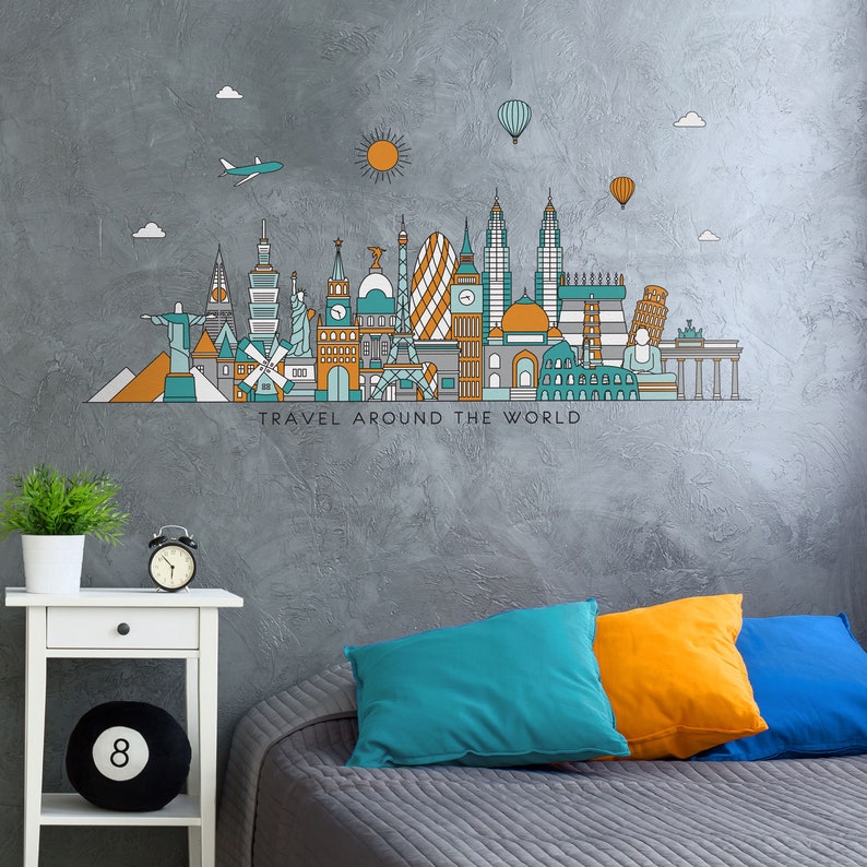 Travel the World Wall Sticker Travel Wall Decal Etsy