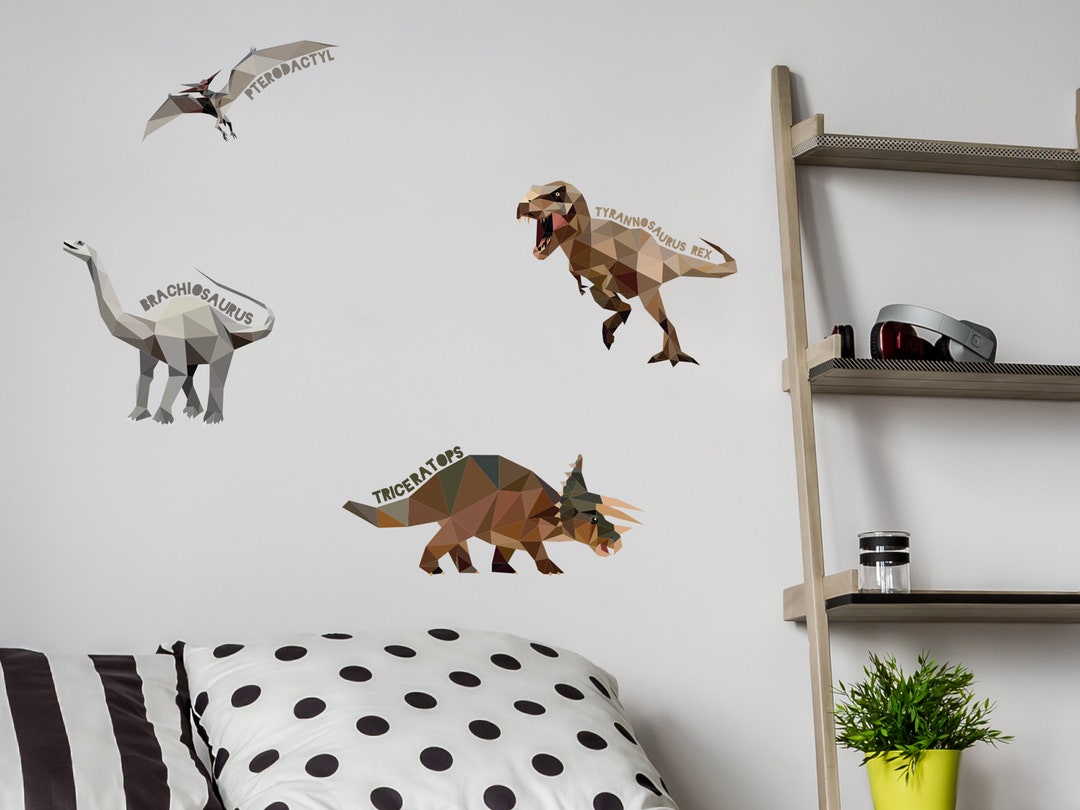 Geometric Named Dinosaur Wall Stickers , Dinosaur Wall Decals, Dinosaur