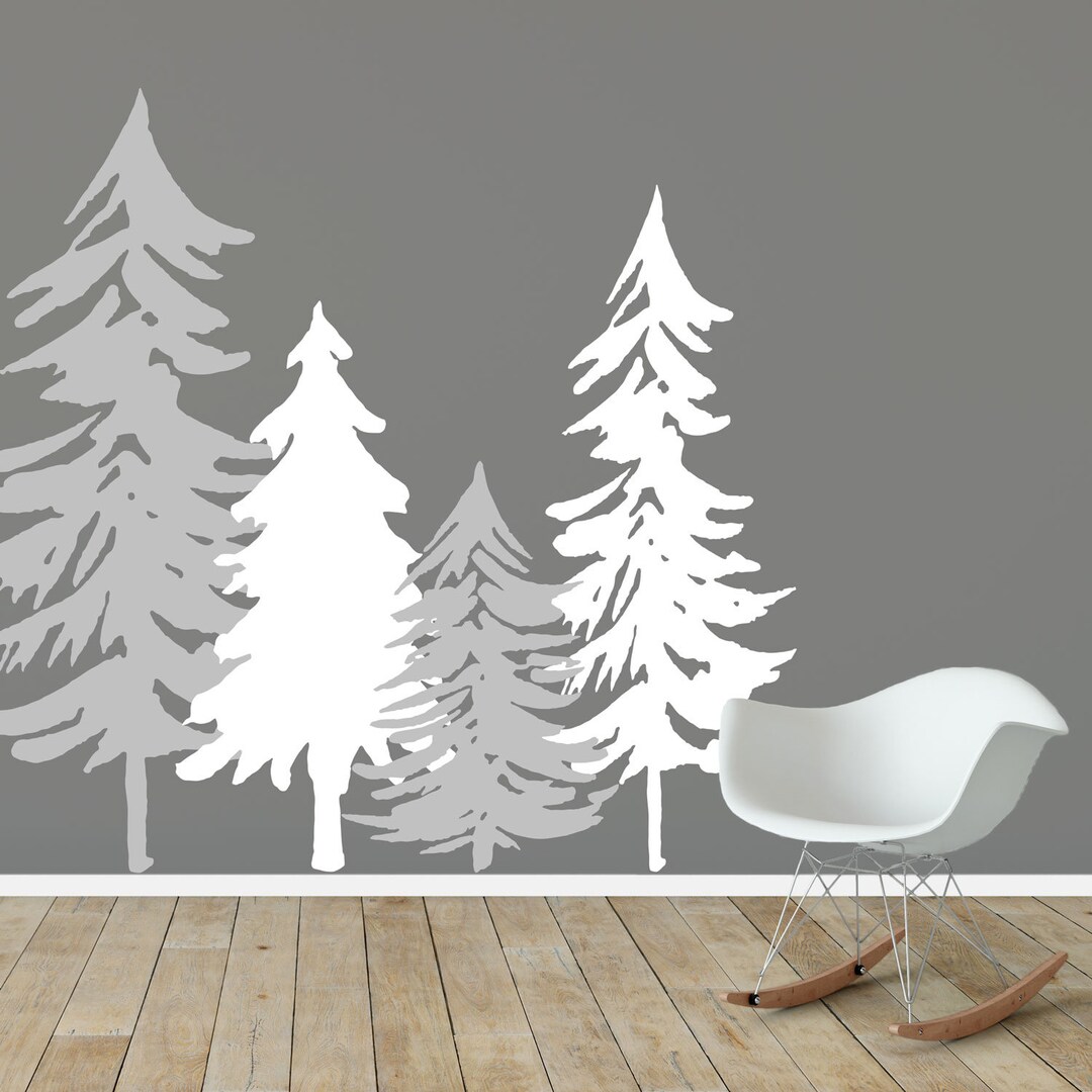 Woodland Tree Silhouette Wall Sticker, Woodland Tree Wall Decal Etsy
