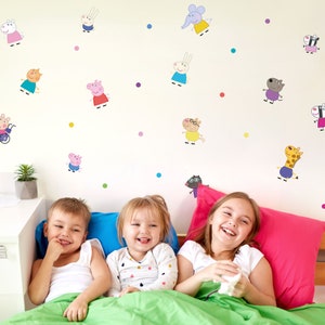 Peppa Pig and Friends Wall sticker pack, Peppa Pig wall stickers, Peppa Pig wall decal, Peppa Pig Bedroom Decor, Peppa Decor