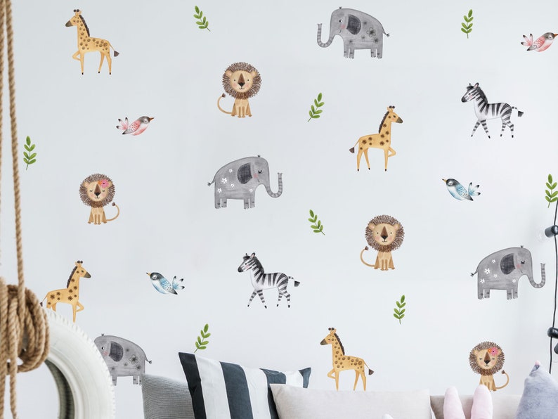 Cute Safari Wall Sticker Pack Jungle Wall Stickers Safari Etsy