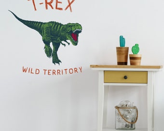 T-rex Wild Territory Dinosaur Wall Sticker, Dinosaur Wall Decal 