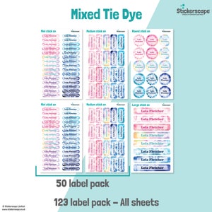 50 or 123 Stick on Name Labels, Pattern Name Labels, School Name ...