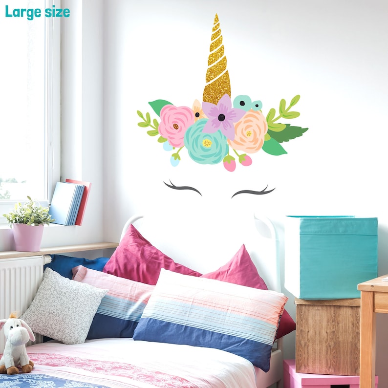 Printed Glitter Unicorn Horn Wall Sticker Unicorn Wall Decal Etsy
