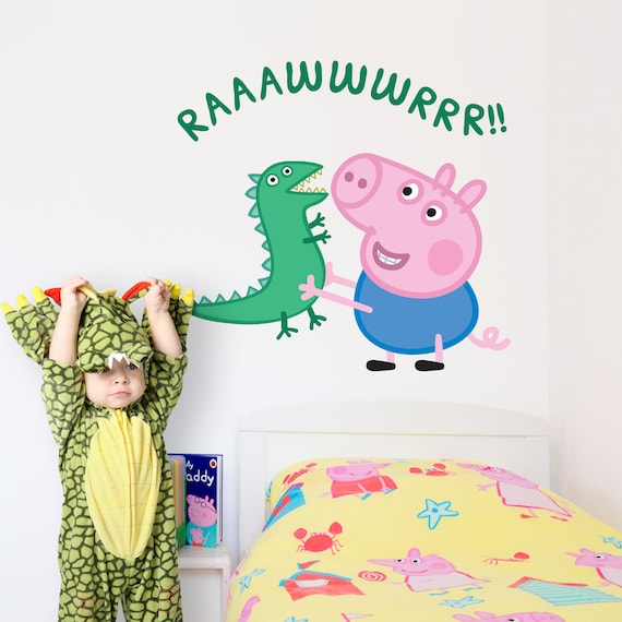 Peppa Pig George With Dinosaur Wall Sticker Peppa Pig Wall Decal