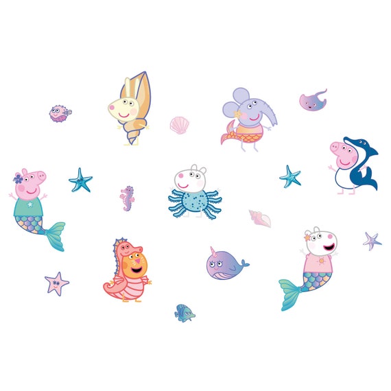 Peppa Pig & friends paquete de pegatinas de pared de sirenas - Etsy México Peppa Pig & friends paquete de pegatinas de pared de sirenas - Etsy México